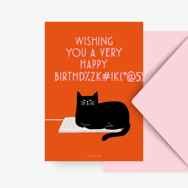 Geburtstagskarte Wishing You A Happy Birthday Katze Orange Bunt 10 5x14