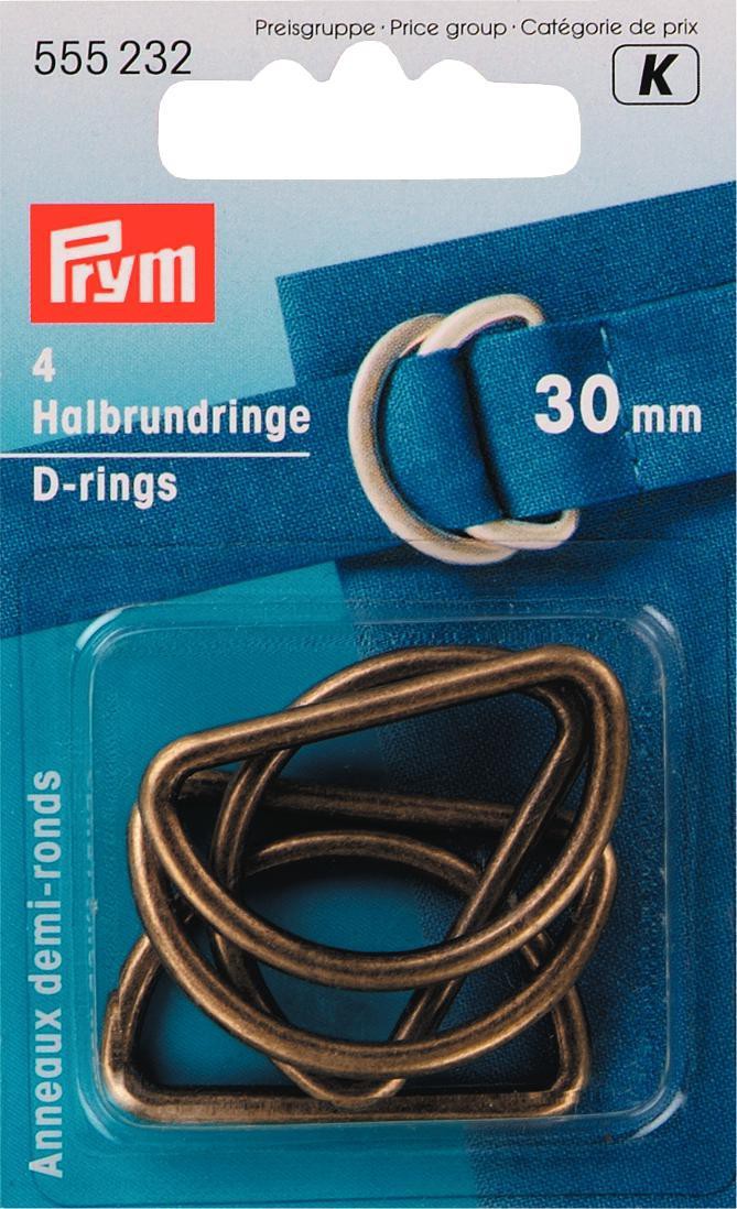 Schöner Leben Prym Halbrundringe D-Ringe 30mm altmessing 4 Stück