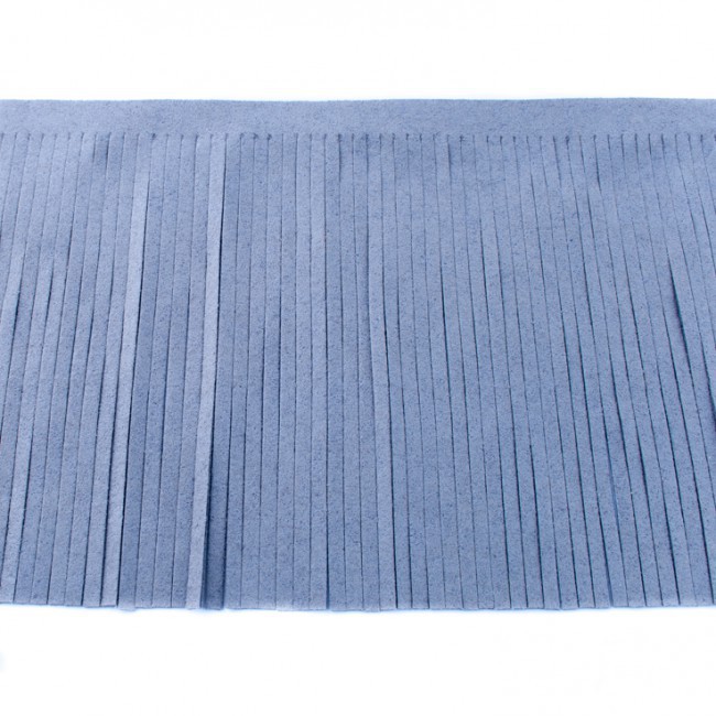 Schöner Leben Fransenband jeans blau Meterware Länge: 12cm 100% Kunstfaser Wildleder