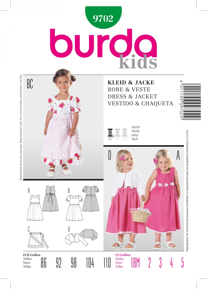 Schöner Leben Burda Schnittmuster 9702 Kleid Jacke