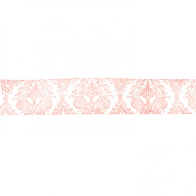 Schöner Leben Baumwollband creme mit Ornament pink Breite: 2,5cm