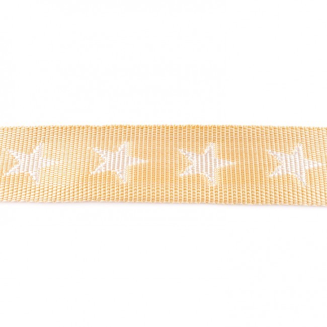 Schöner Leben Gurtband beige mit Sterne weiß Breite: 4cm