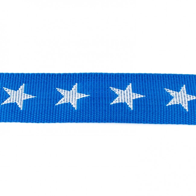 Schöner Leben Gurtband royal blau mit Sterne weiß Breite: 4cm