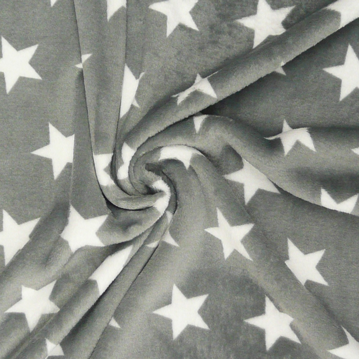 Fleece Stoff Wellnessfleece Sterne Grau Stoff Fleece Mit Sternen - Main Image