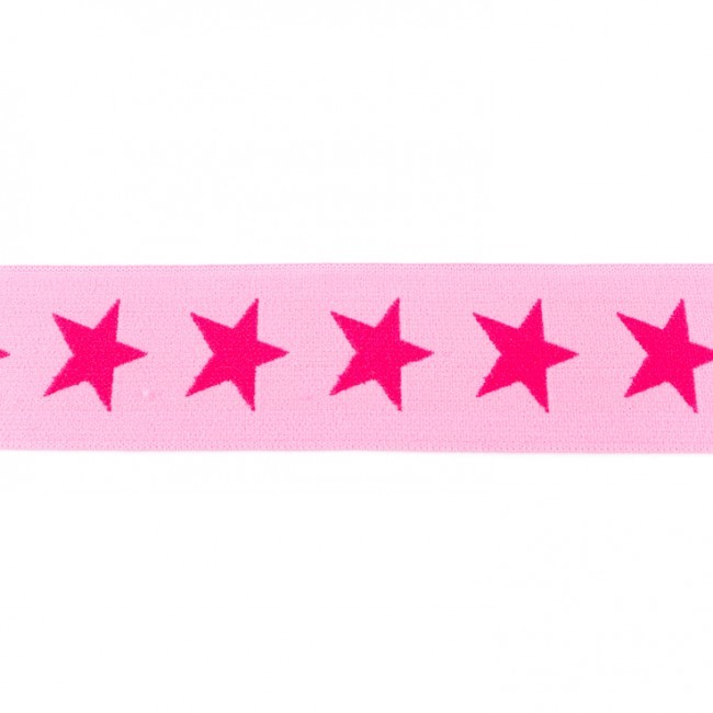 Schöner Leben Gummi Band rosa mit pinken Sternen Meterware Breite: 4cm