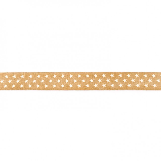 Schöner Leben Baumwollband beige weiß Sterne Breite: 1,5cm