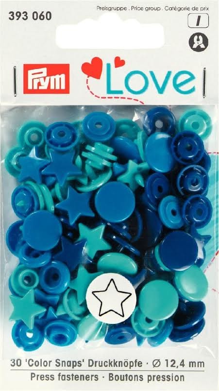 Schöner Leben Prym Color Snaps Druckknöpfe Sterne Ø12,4mm blau türkis 30 Stück