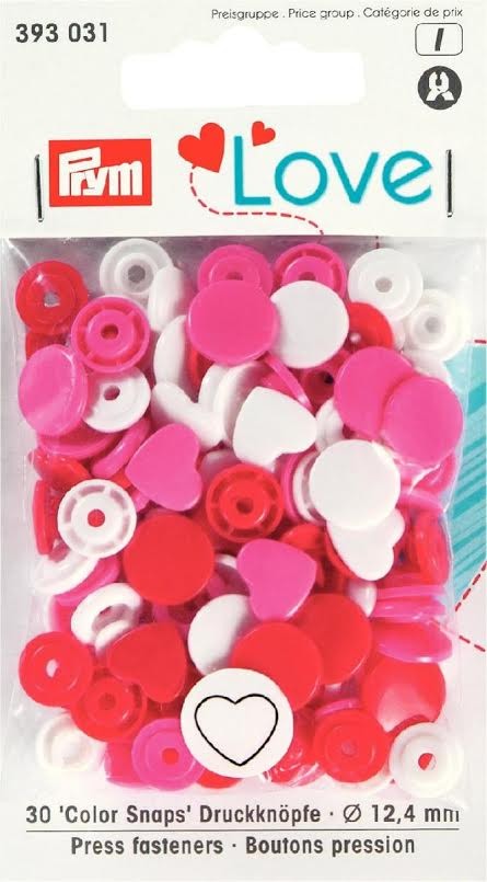 Schöner Leben Prym Color Snaps Druckknöpfe Herz Ø12,4mm weiß rosa rot 30 Stück