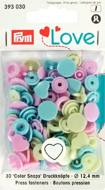 Schöner Leben Prym Color Snaps Druckknöpfe Herz Ø12,4mm blau rosa grün 30 Stück