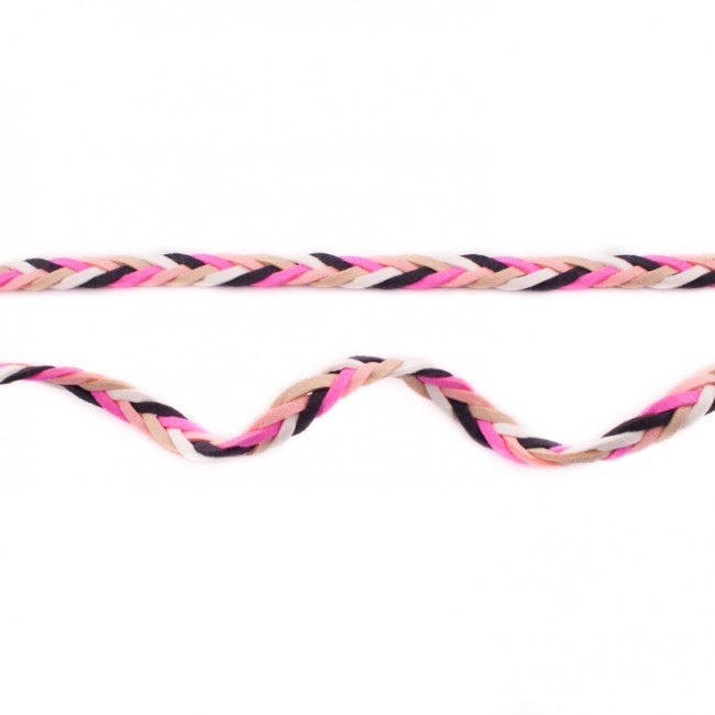 Schöner Leben Wildleder Imitat Band geflochten bunt pink schwarz weiß braun Meterware Breite: 0,8cm