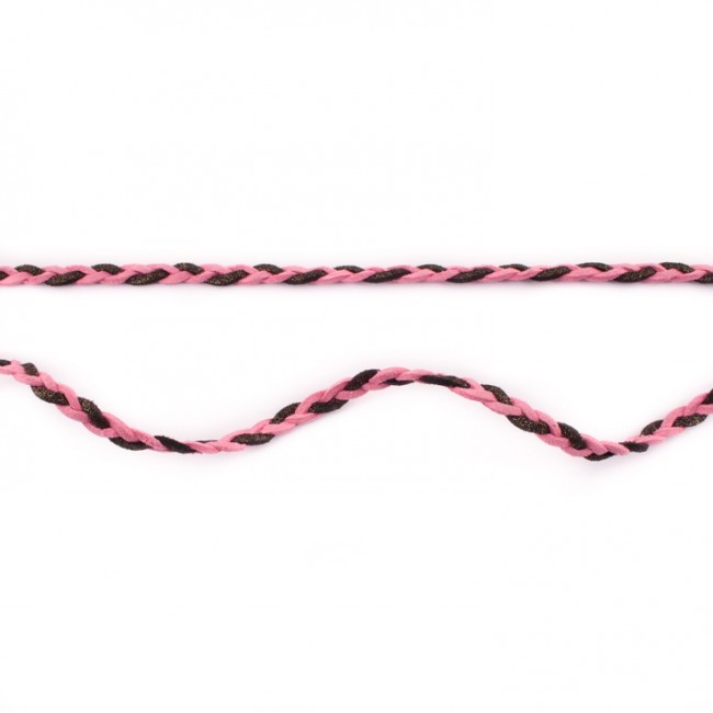 Schöner Leben Wildleder Imitat Band geflochten pink schwarz Glitzer Meterware Breite: 0,5cm