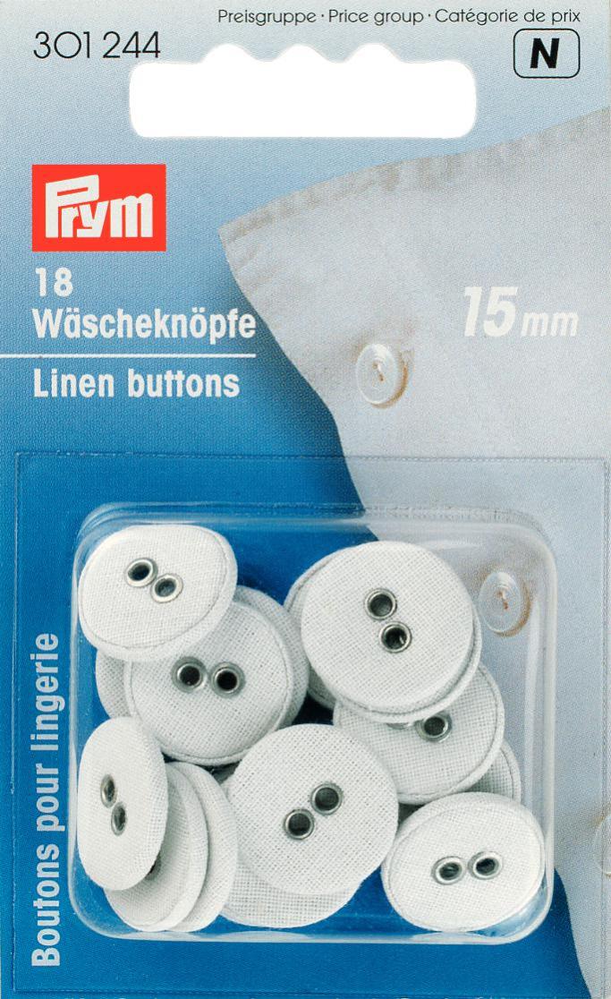 Schöner Leben Prym 18 Wäscheknöpfe Leinen weiß 15mm