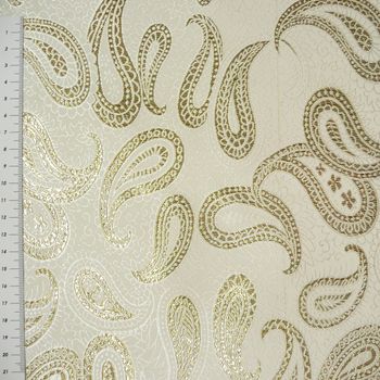 Lurex Jaquard Stoff Paisley Ornament rot goldfarbig | Schöner Leben Lurex Jaquard Stoff Paisley Ornament rot goldfarbig | Schöner Leben