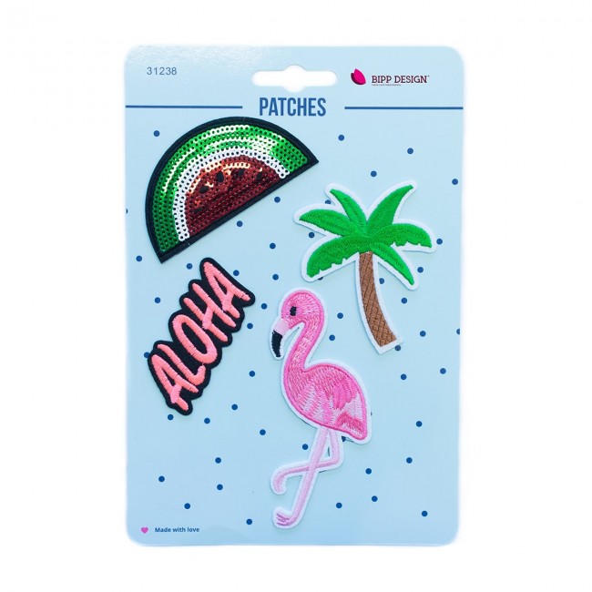 Schöner Leben Applikationen Set 4 Stück Flamingo Palme Aloha Melone