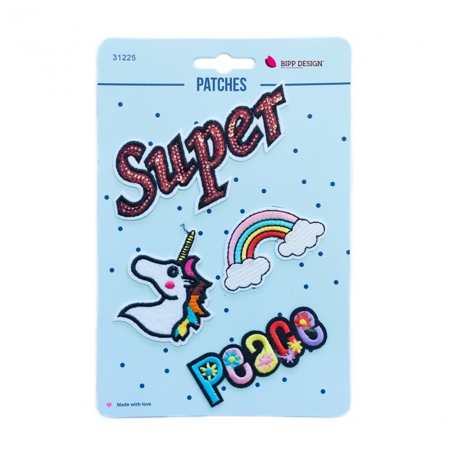 Schöner Leben Applikationen Set 4 Stück Einhorn Super Regenbogen Peace