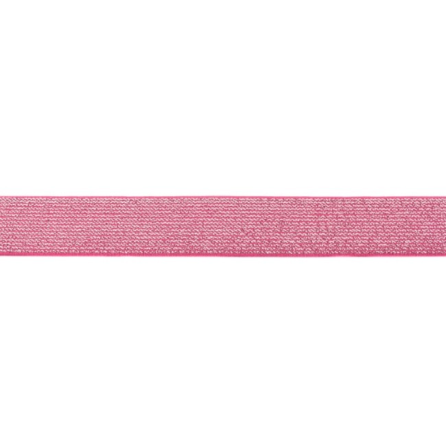 Schöner Leben Gummi Band Glitzer pink silberfarbig Meterware Breite: 2,5cm