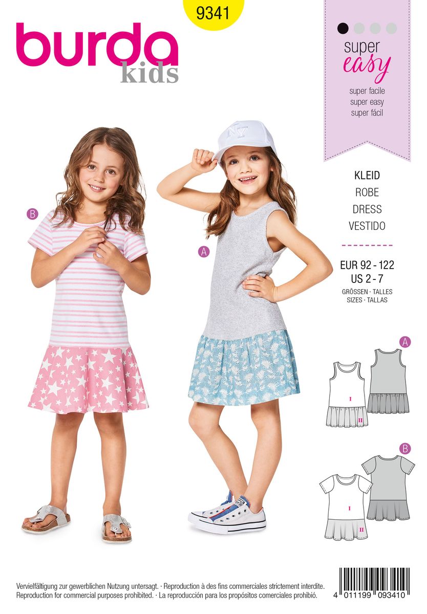 Schöner Leben Burda Schnittmuster 9341 Kinder Kleid