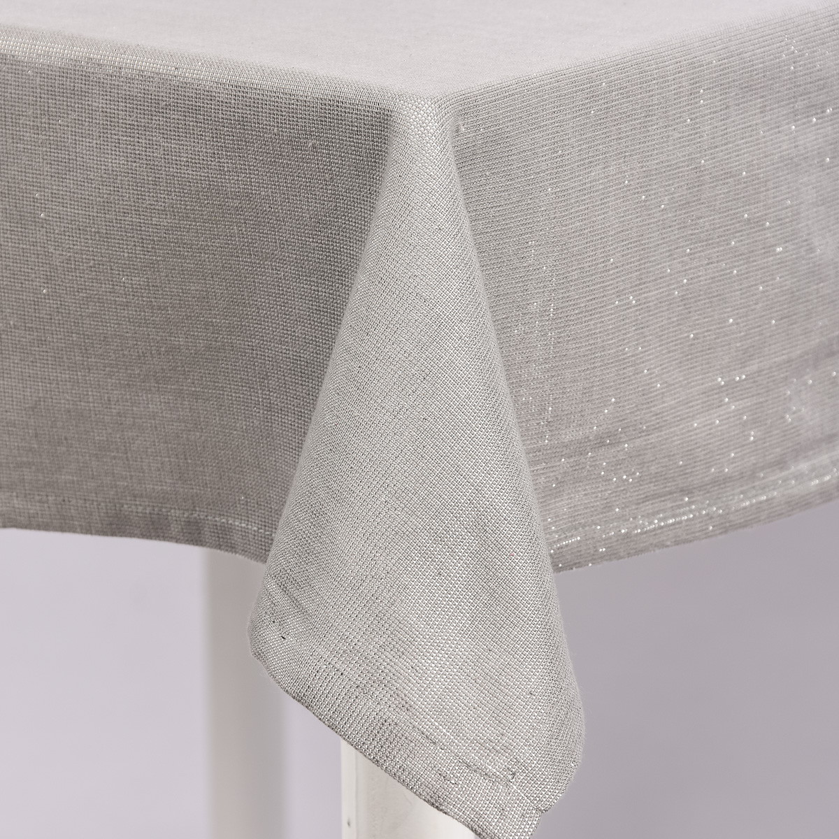 Tischdecke Glamour grau silberfarbig Lurex 150x200cm