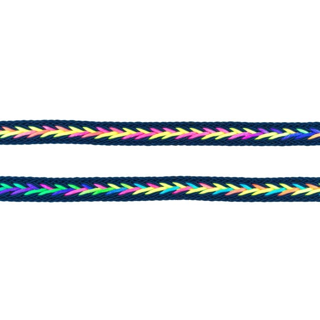 Schöner Leben Polyester Band Fischgräten geflochten dunkelblau neon Farben Breite: 2cm