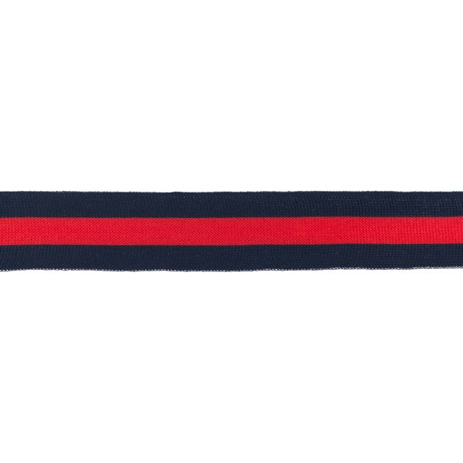 Schöner Leben Hosenband Polyester leicht elastisch Streifen dunkelblau rot Breite: 3cm