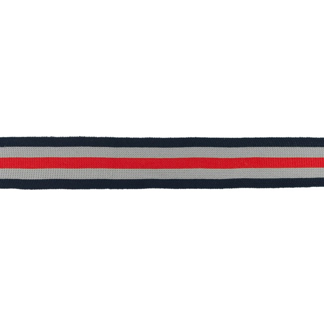 Schöner Leben Hosenband Polyester leicht elastisch Streifen schwarz grau rot Breite: 3cm