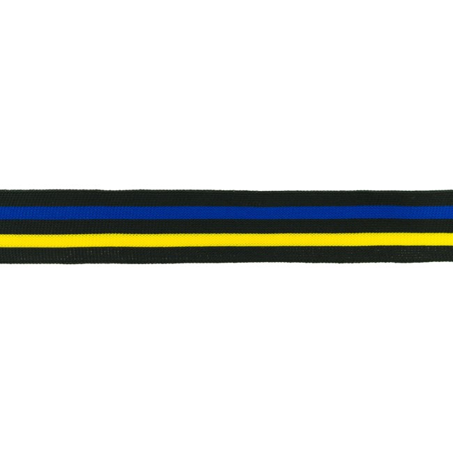 Schöner Leben Hosenband Polyester leicht elastisch Streifen schwarz blau gelb Breite: 3cm