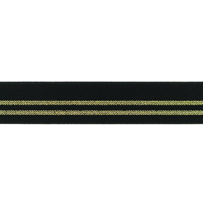 Schöner Leben Gummi Band Glitzer Streifen schwarz goldfarbig Breite: 3cm