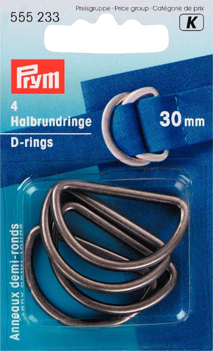 Schöner Leben Prym Halbrundringe D-Ringe 30mm altsilber 4 Stück