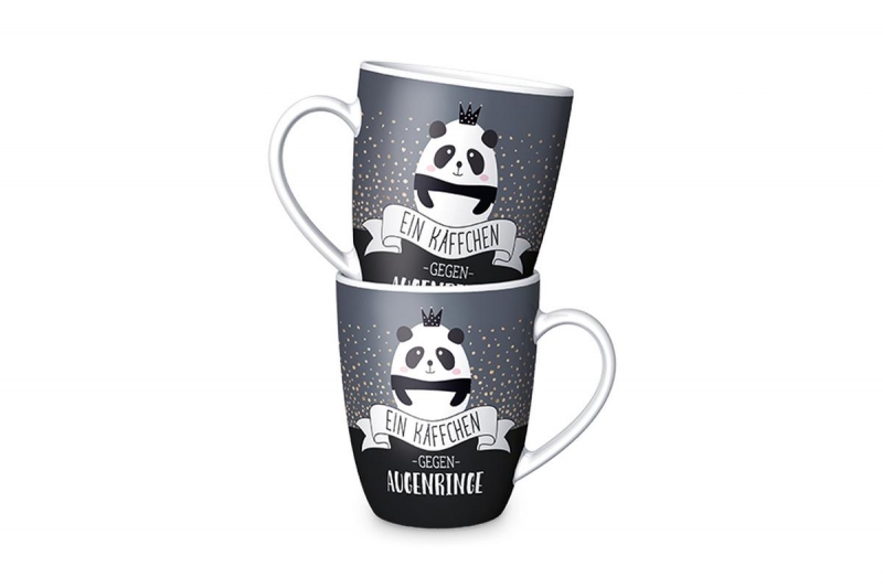 Schöner Leben La Vida Porzellan Tasse Panda Käffchen gegen Augenringe grau schwarz weiß 250ml