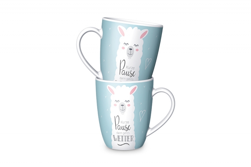 Schöner Leben La Vida Porzellan Tasse Lama Kurze Pause hellblau weiß 250ml