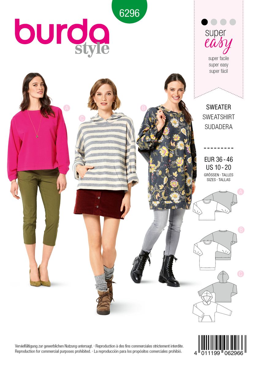 Schöner Leben Burda Schnittmuster 6296 Sweater