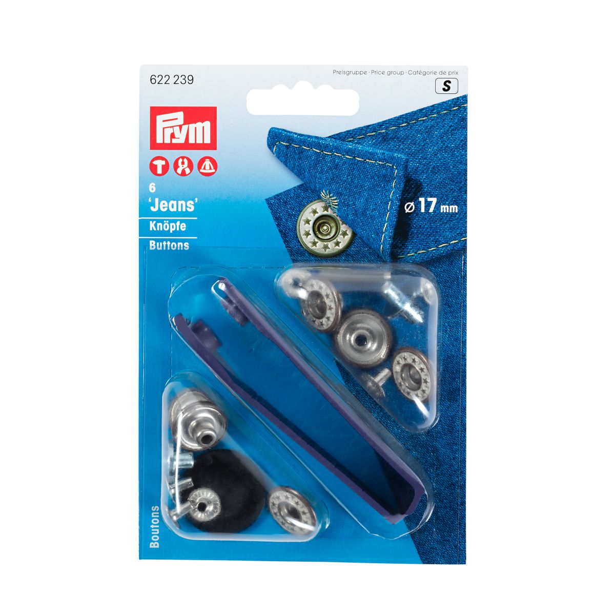 Schöner Leben Prym Jeans Druckknöpfe Sterne offen Messing Ø17mm altmessing-mattweißfarben 6 Stück