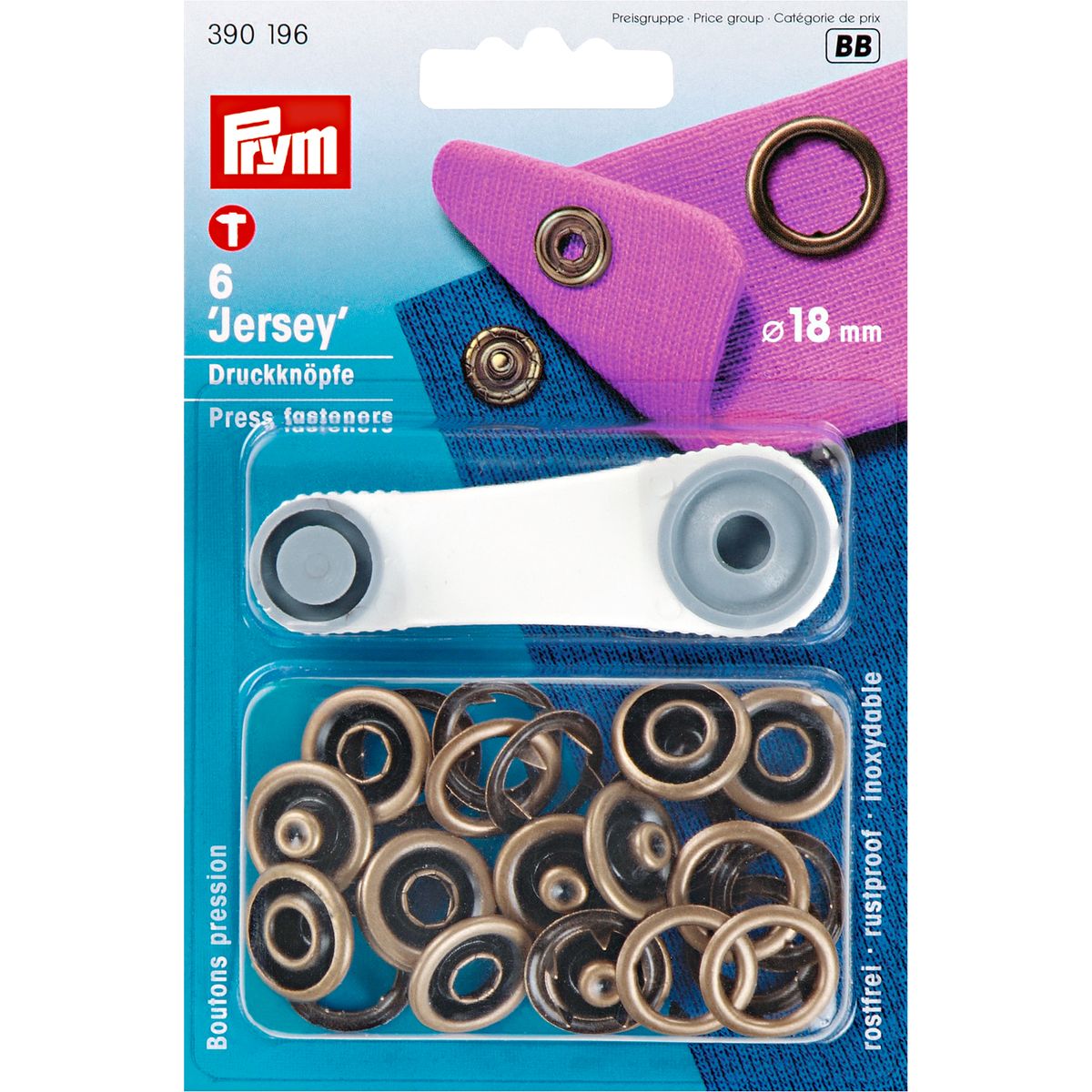 Schöner Leben Prym Jersey Druckknöpfe Ring offen Messing Ø18mm altmessingfarben 6 Stück