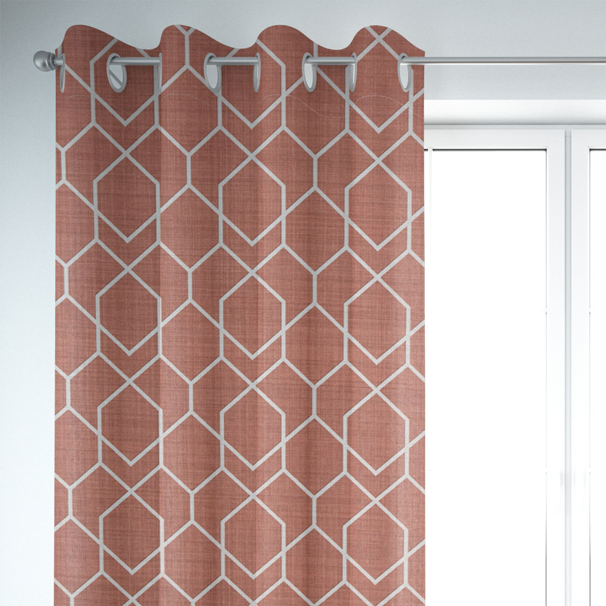 SCHÖNER LEBEN. Vorhang Geometrie Sechseck terracotta beige 245cm oder  Wunschlänge