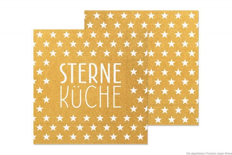 Schöner Leben La Vida Serviette Sterneküche Sterne gold weiß 33x33cm 3lagig 20 Stück