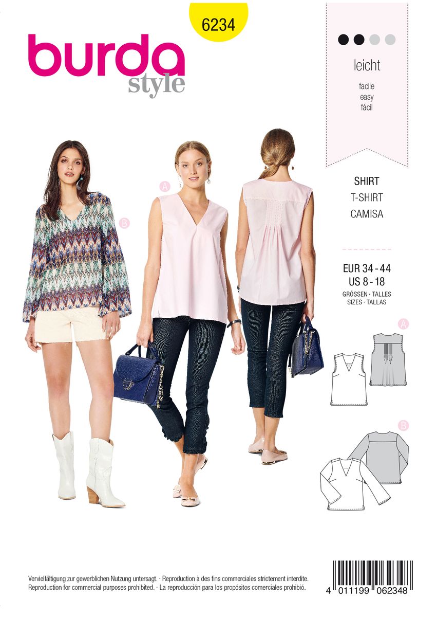 Schöner Leben Burda Schnittmuster 6234 Damen Shirt