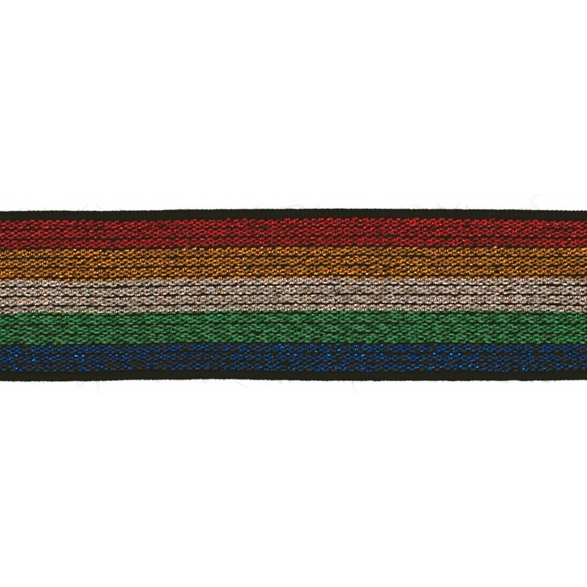 Schöner Leben Gummiband Elastik Lurex Regenbogen Farben Breite 2,5cm