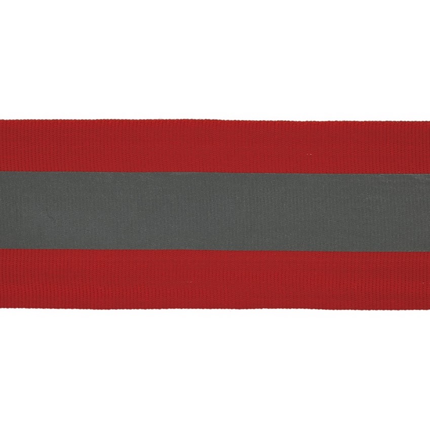 Schöner Leben Ripsband reflektierend Reflektionsband rot silber Breite 5cm