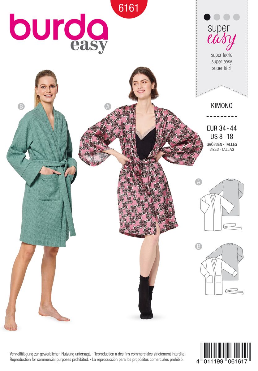 Schöner Leben Burda Schnittmuster 6161 Damen Kimono