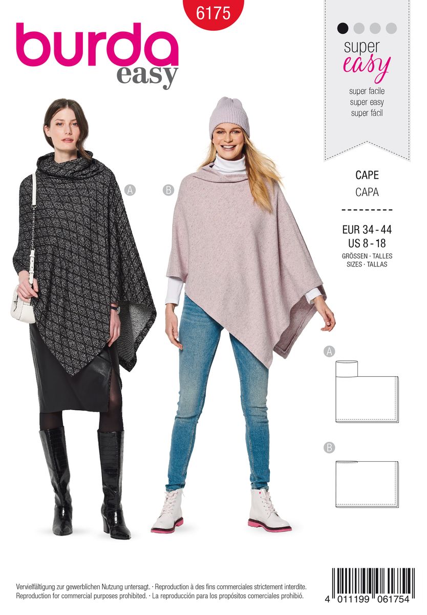 Schöner Leben Burda Schnittmuster 6175 Damen Cape