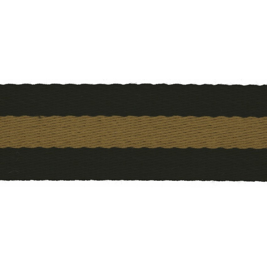 Schöner Leben Gurtband Streifen breit schwarz goldfarbig khaki Breite: 4cm