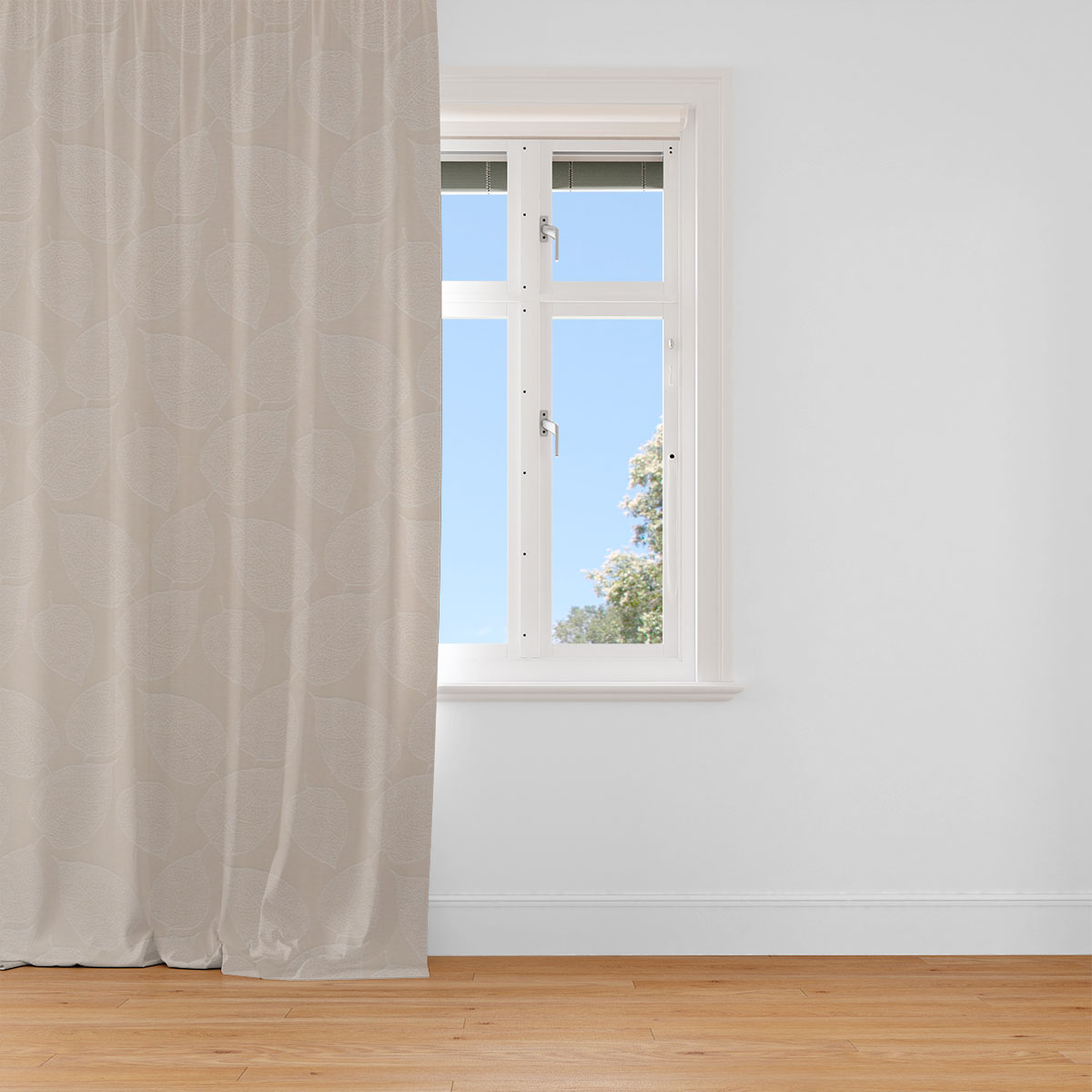 Today‘s Curtain Vorhang Flora-Blatt-Jacquard – Eleganter Sichtschutz Mit Blattmuster | 132x160 Cm | Weiß | 100% Polyester
