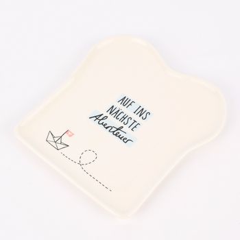 Assiette à Toast En Porcelaine Grafik-Werkstatt "Auf In The Prochaine Abenteuer" - Design Humoristique
