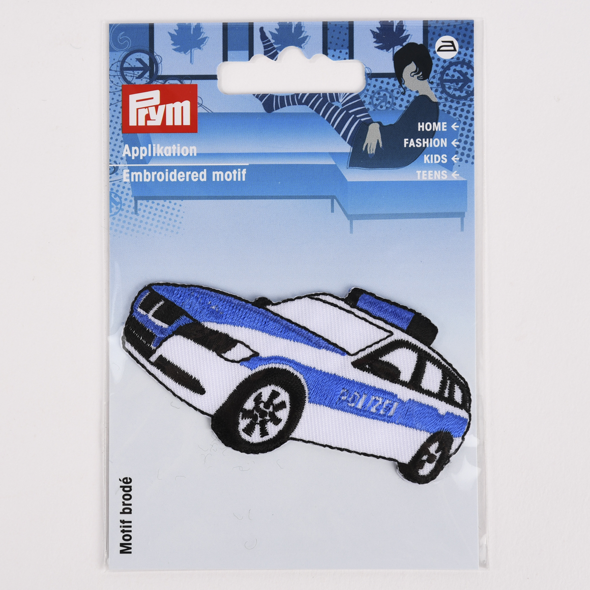 Schöner Leben Prym Applikation Polizeiauto blau weiß 7,8x4cm