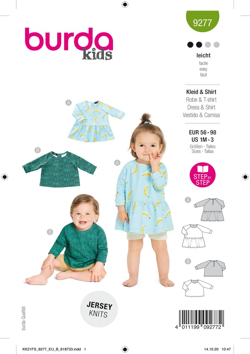 Schöner Leben Burda Schnittmuster 9277 Kinder Kleid & Shirt