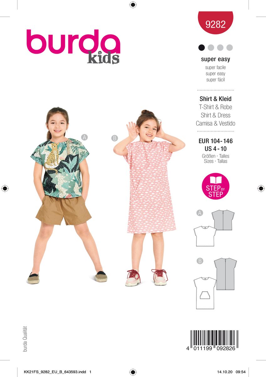 Schöner Leben Burda Schnittmuster 9282 Kinder Shirt & Kleid