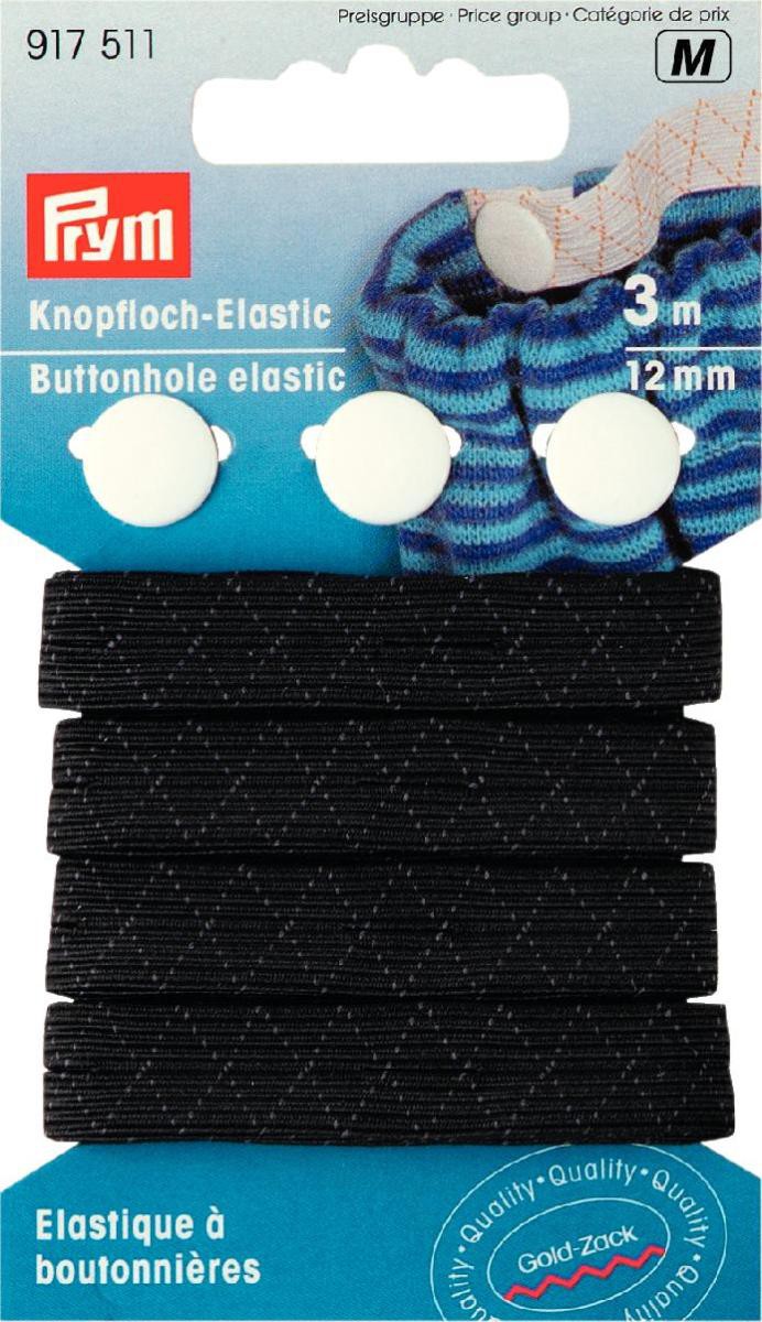 Schöner Leben Prym 3m Knopfloch Elastic Gummiband 12mm schwarz