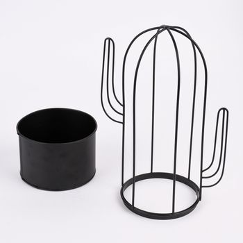 Pflanztopf Kaktus Drahtgestell Metall lnglich schwarz 35cm | Schner Leben