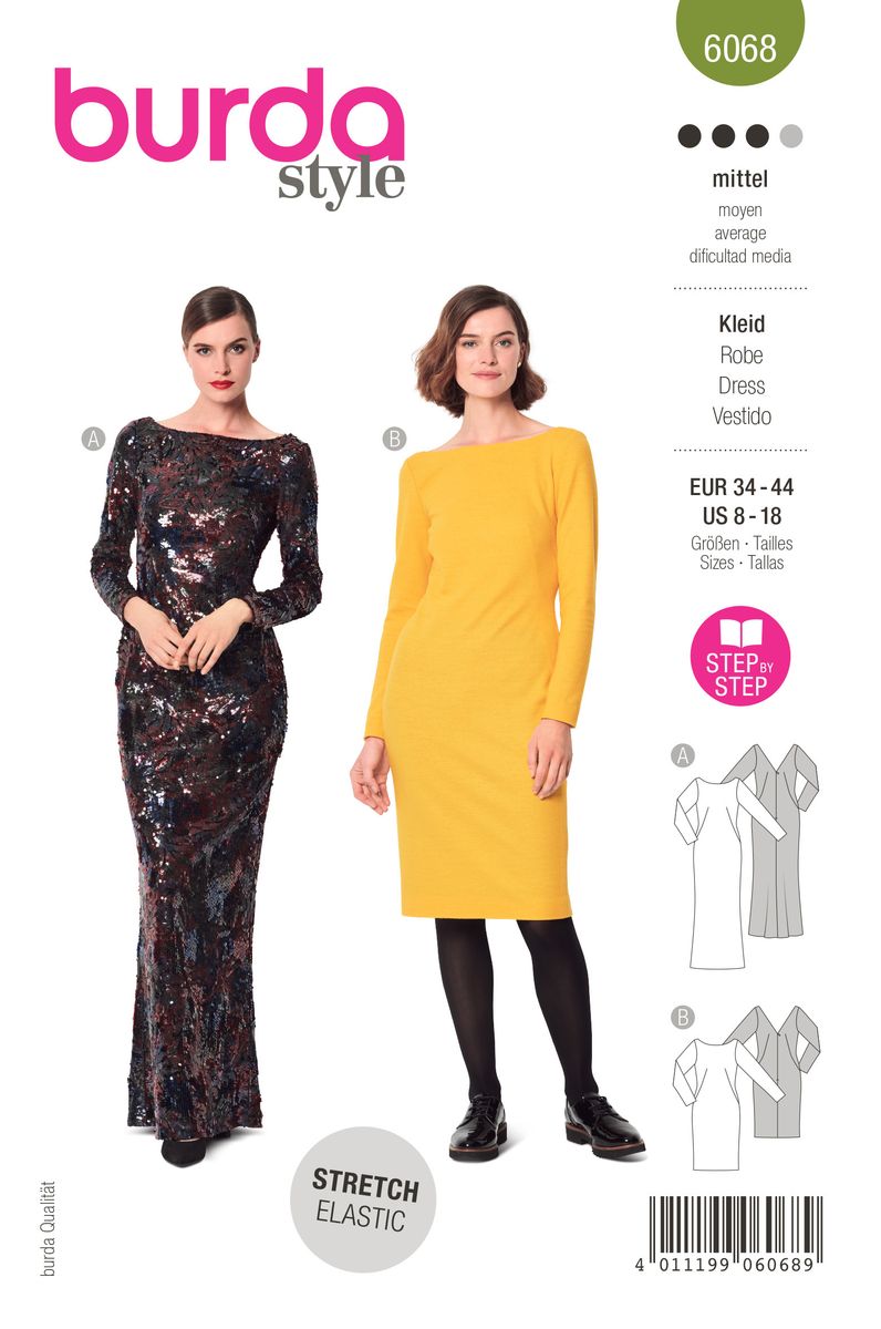 Schöner Leben Burda Schnittmuster 6068 Damen Kleid