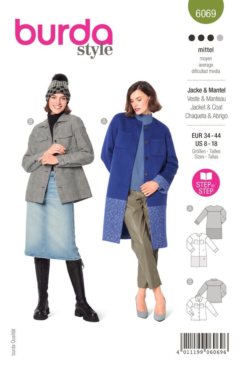 Schöner Leben Burda Schnittmuster 6069 Damen Jacke Mantel